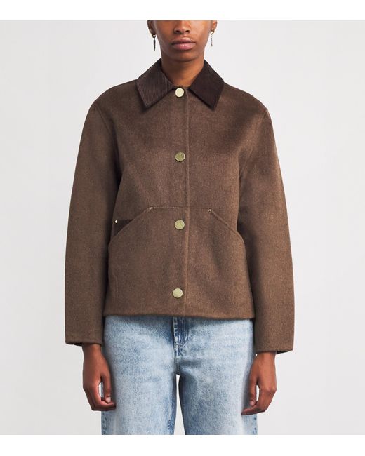 Claudie Pierlot Brown Wool-Blend Barn Jacket
