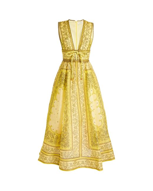 Zimmermann Yellow Bow-detail Matchmaker Midi Dress