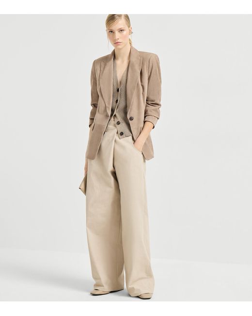 Brunello Cucinelli Gray Cotton-Blend Sleeveless Cardigan