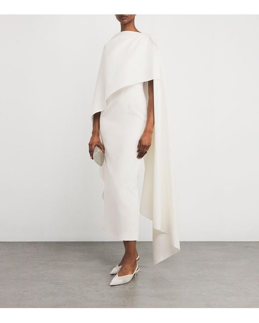 Roksanda White Cape-Overlay Demetria Maxi Dress