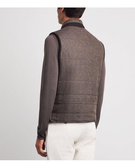 Corneliani Brown Wool-Cashmere Reversible Gilet for men