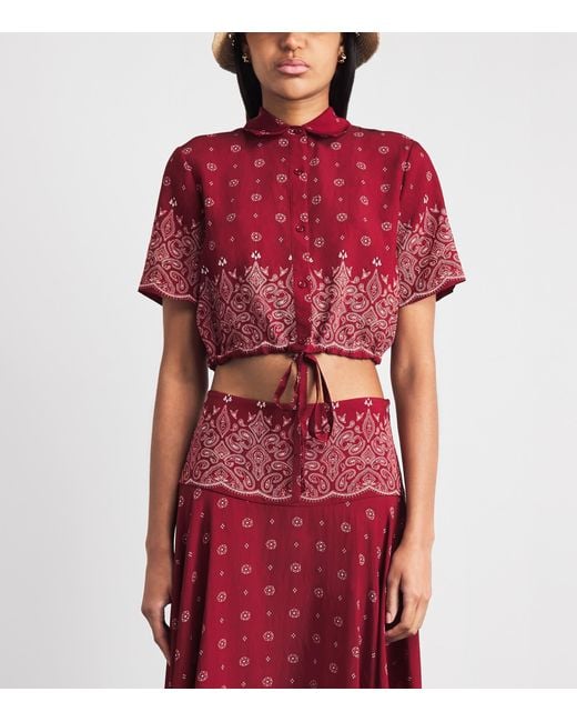 Devon Windsor Red Bandana Print Cropped Rosie Shirt