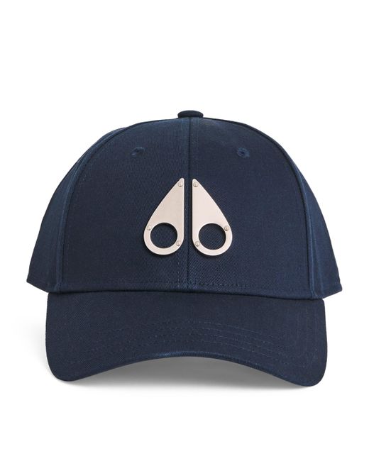 Moose Knuckles Blue Cotton Logo Baseball Cap for men