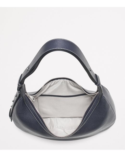 Aspinal Blue Large Soho Crescent Cross-Body Bag