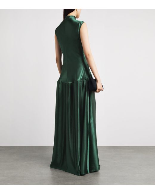 FFORME Green Satin Nyx Maxi Dress