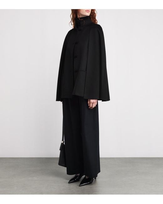 Colombo Black Double Cashmere Cape Coat