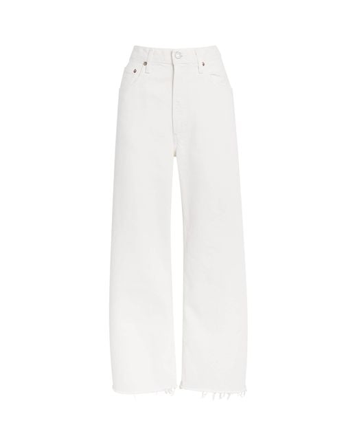 Agolde White Low Curve Fray Jeans