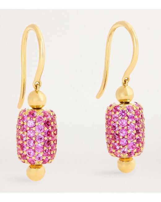 Emily P. Wheeler Pink And Sapphire Barrel Drop Earrings