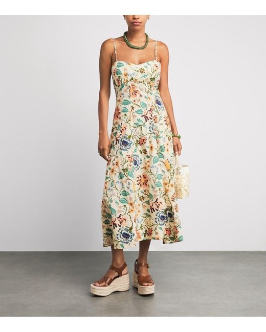 Ulla Johnson Metallic Cotton Fiora Floral Midi Dress
