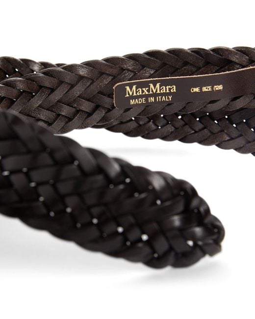 Max Mara Black Leather Braided Belt