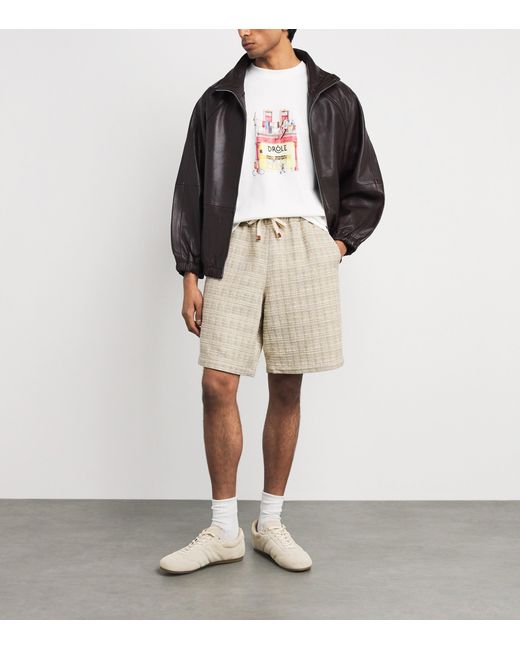 Drole de Monsieur Natural Tweed Stripe Shorts for men