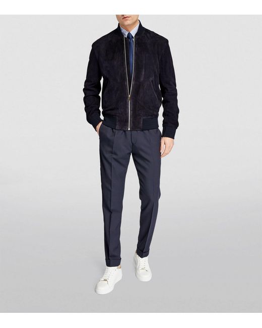 Paul Smith Blue Suede Bomber Jacket for men