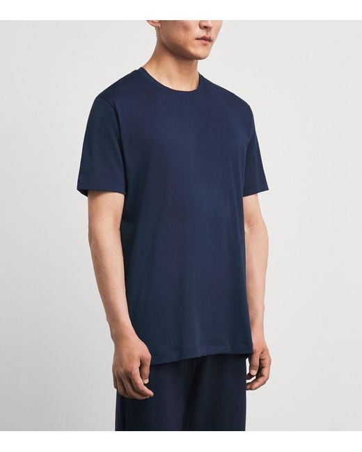 Hanro Blue Cotton Night & Day T-Shirt for men