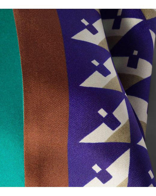 Miu Miu Blue Silk Printed Scarf