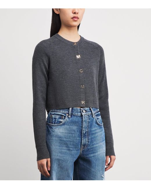 Maje Black Wool Rib-Knit Cardigan