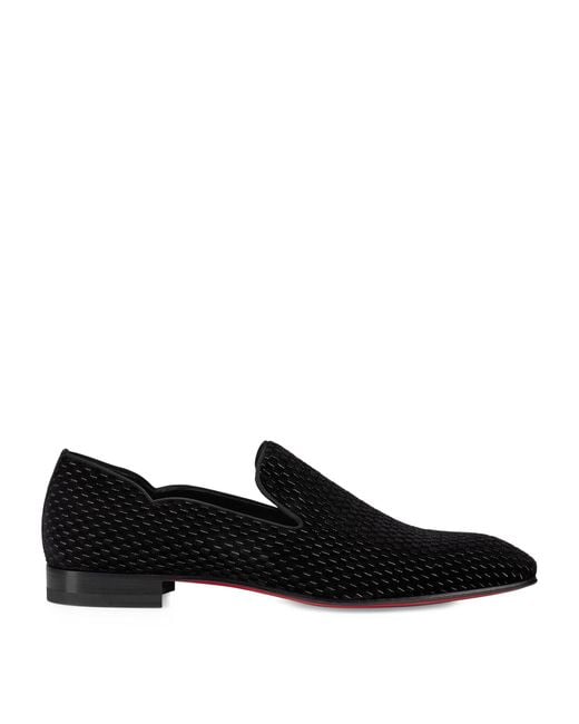 Christian Louboutin Black Dandy Chick Velvet Loafers for men