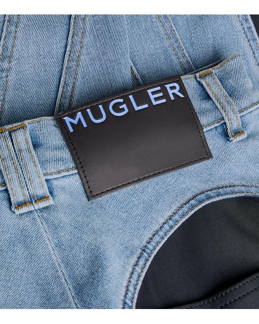 Mugler Blue Panelled High-rise Skinny Jeans