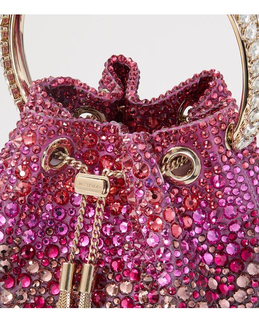 Jimmy Choo Red Bon Bon Embellished Top-Handle Bag