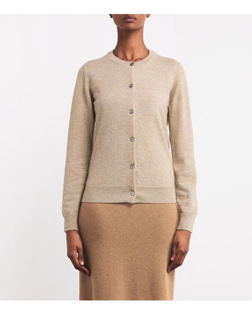Harrods Natural Cashmere Crew-Neck Cardigan