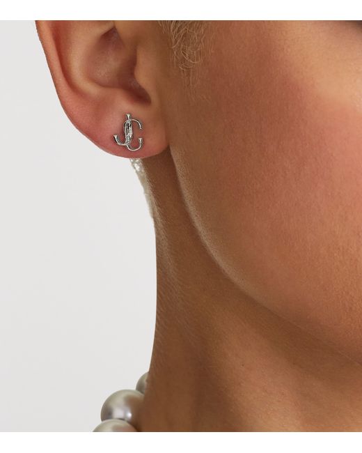 Jimmy Choo Metallic Monogram Stud Earrings