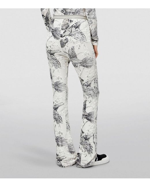 Loewe White X Paula's Ibiza Bird-jacquard Flared Trousers