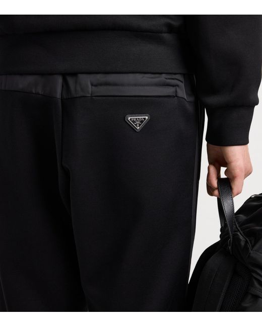 Prada Black Cotton And Re-Nylon Straight Trousers for men