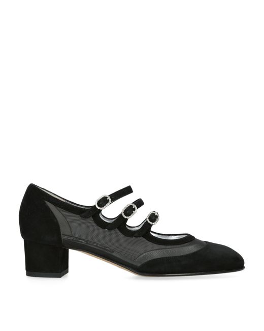 CAREL PARIS Black Velvet Kinight Mary Jane Pumps 40