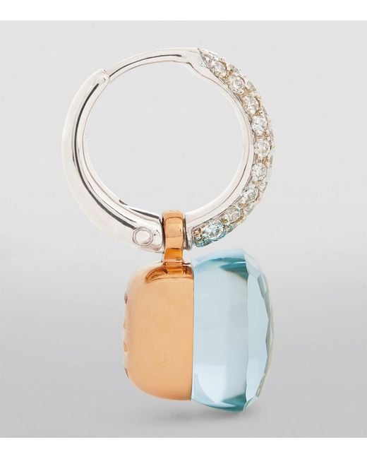 Pomellato Blue Rose, Diamond And Topaz Nudo Earrings