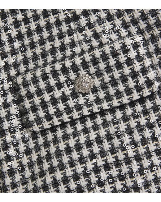 Sandro Black Tweed Sequinned Houndstooth Shorts
