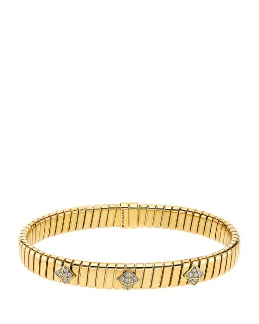 BVLGARI Metallic And Diamond Tubogas Bangle