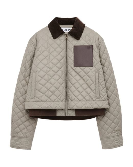 Loewe Gray Corduroy-Collar Quilted Jacket