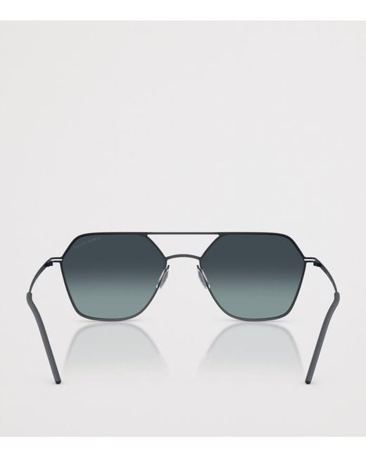 Giorgio Armani Gray Metal Square Sunglasses for men