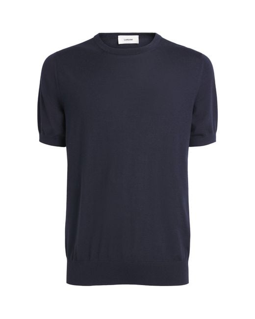 Lardini Blue Virgin Wool Knitted T-Shirt for men