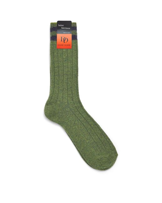 Doré Doré Green Stripe-Cuff Ribbed Socks for men