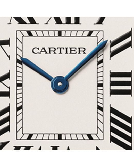 Cartier Black Stainless Steel Tank Must Watch With Vegan Leather Strap 25.5mm