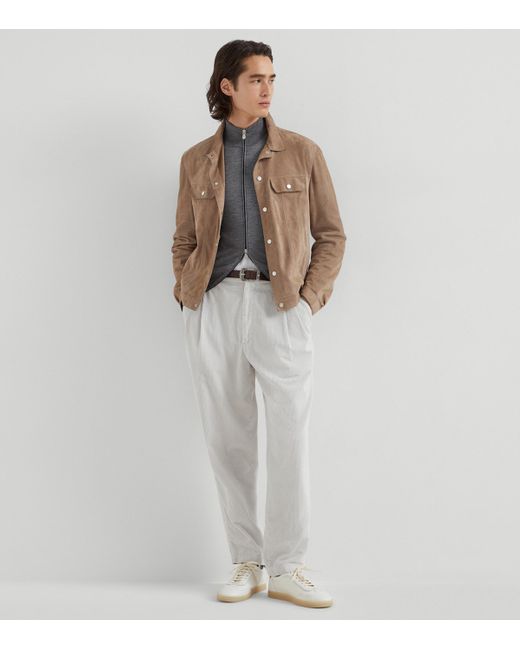 Brunello Cucinelli Gray Cashmere-Silk Cardigan for men
