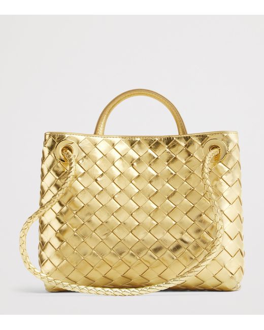 Bottega Veneta Metallic Small Leather Andiamo Top-Handle Bag