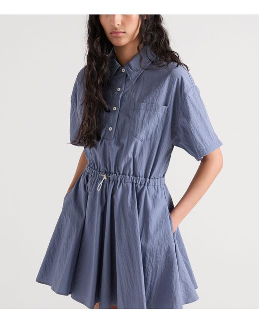 Prada Blue Cotton-Blend Technical Mini Dress