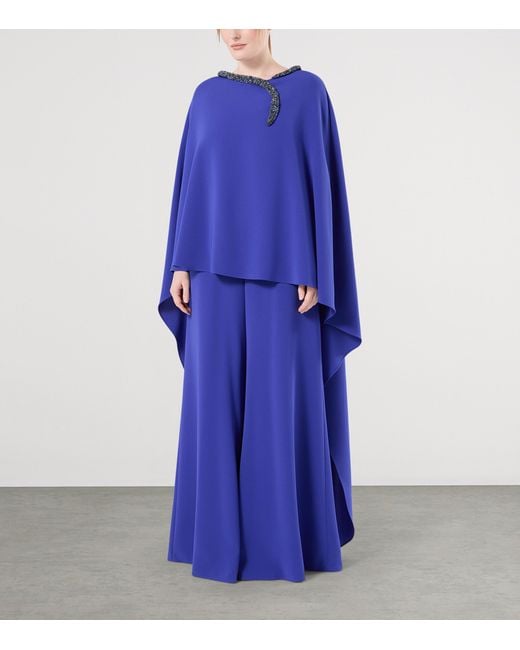 Marina Rinaldi Blue X Tony Ward Embellished-Neck Maxi Dress