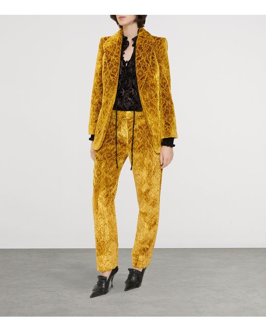 Burberry Yellow Baroque Velvet Tailored Trousers