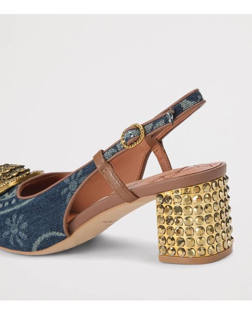 Kurt Geiger Blue Embellished Chelsea Slingback Sandals