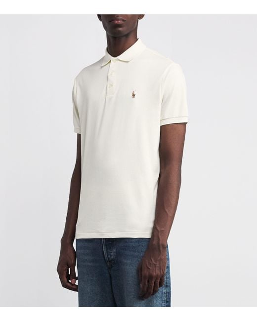 Polo Ralph Lauren Pima Cotton Slim Fit Polo Shirt in White for Men | Lyst