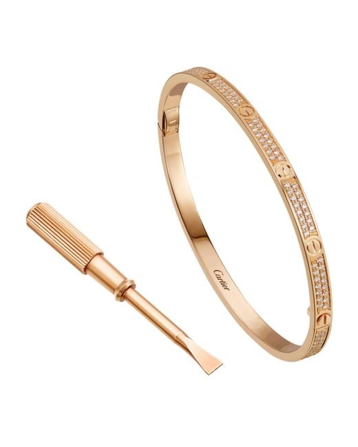 Cartier Natural Small Rose Gold And Diamond-paved Love Bracelet