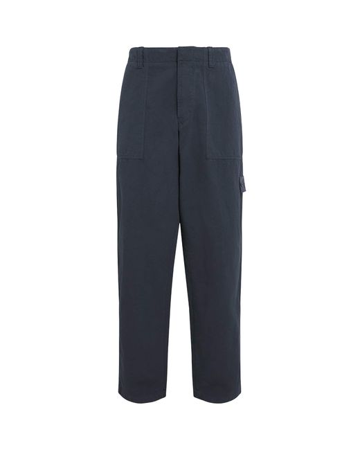 Stone Island Blue Cotton-Linen Ghost Fatigue Trousers for men