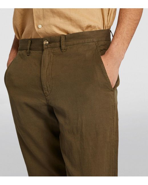 Polo Ralph Lauren Green Linen-Cotton Straight Trousers for men