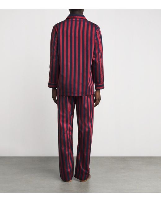 Derek Rose Purple Royal Cotton Stripe Pyjamas for men