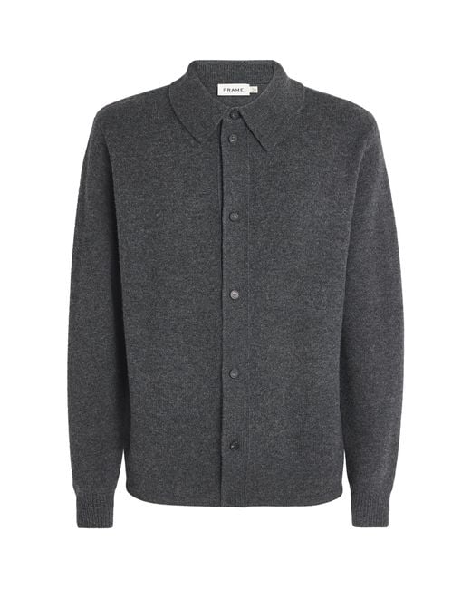 FRAME Gray Wool Collar Cardigan for men