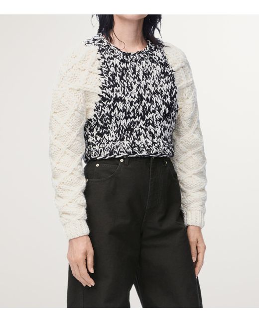 Loewe White Wool-Blend Cropped Sweater