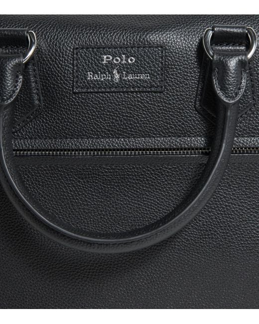 Polo Ralph Lauren Black Pebbled Leather Briefcase for men