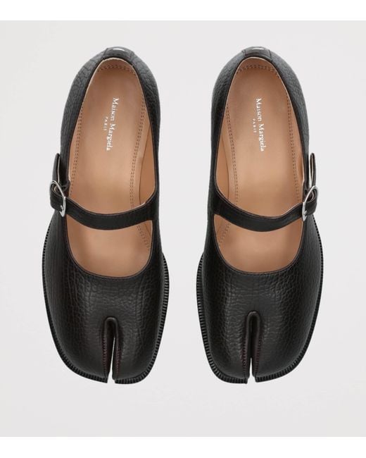 Maison Margiela Black Leather Tabi Mary Jane Shoes